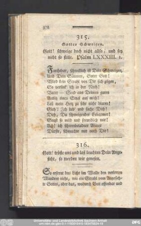 316. Gott! tröste uns und laß leuchten Dein Angesicht, so werden wir genesen.
