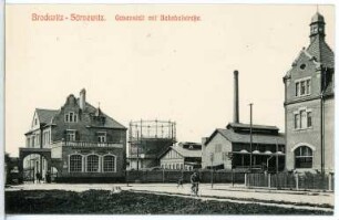 Brockwitz. Gasanstalt mit Bahnhofstraße
