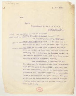 Brief an Karl Stephan : 05.03.1925