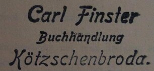 Stempel:Buchhändler/Buchhändlerin / Carl Finster, Buch- und Papierhandlung 