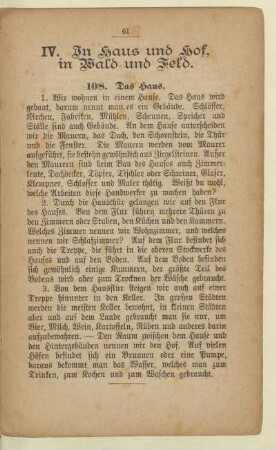 IV. In Haus und Hof. In Wald und Feld.