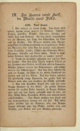 IV. In Haus und Hof. In Wald und Feld.