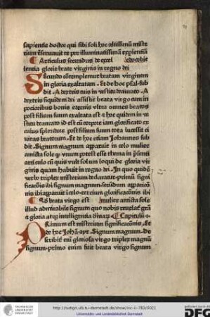 Articulus secundus de excellentia glorie beate virginis in regno dei.