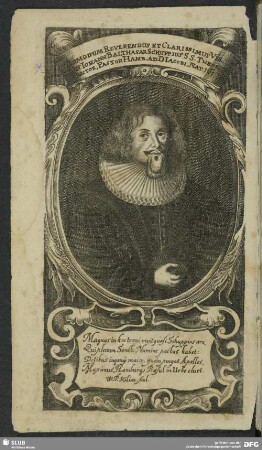 Admodum Reverendus Et Clarissimus Vir, Dn. Iohann-Balthasar Schuppius, SS. Theol. Doctor, Pastor Hamb. Ad D. Iacobi, Nat. 1610