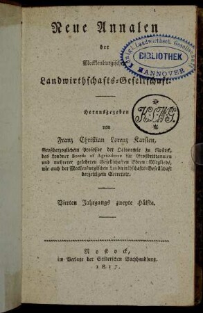 Vierten Jahrgangs zweyte Hälfte