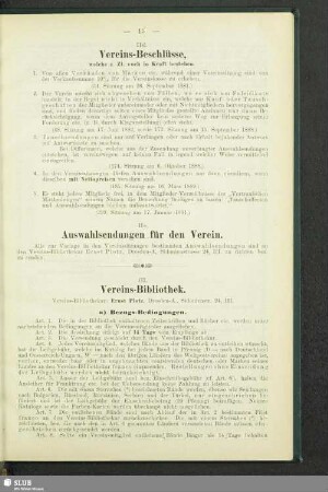 IId. Vereins-Beschlüsse