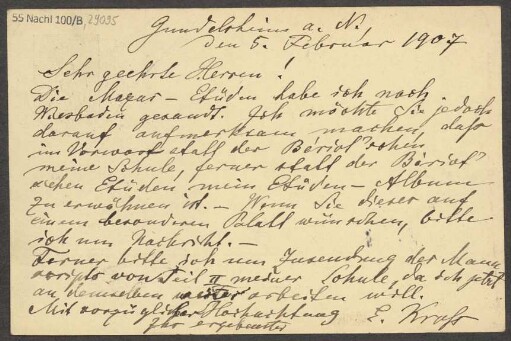 Brief an B. Schott's Söhne : 05.02.1907