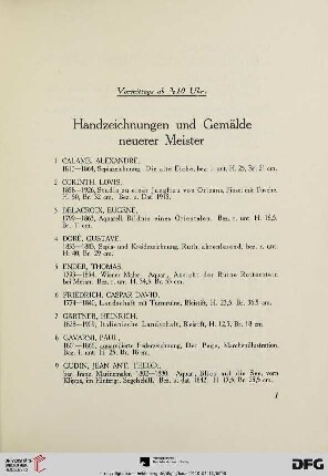 Handzeichnungen und Gemälde neuerer Meister (Nr. 1-42)