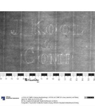 A: Name (zweikonturig): J KOOL/ &/ COMP; B: Löwe, bekrönt, mit Säbel