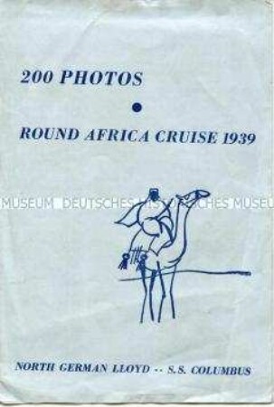 Umschlag für die Fotoserie zur Afrika-Rundfahrt mit der "Columbus" 1939 mit Inhaltsliste (ohne Bilder) - Nachlass