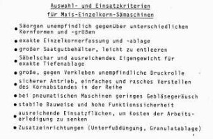 Auswahl- und Einsatzkriterien für Mais-Einzelkorn-Sämaschinen