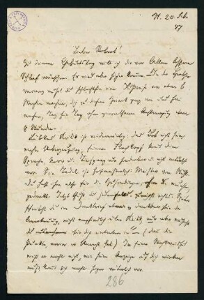 Brief vom 20. Febr. 1887