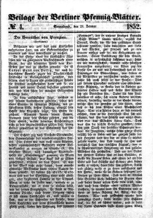 Beilage: No. 4, Sonnabend, den 24. Januar