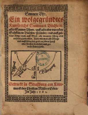 Sonnen Uhr : Ein wolgegründtes Kunstreichs Summari Büchlein, aller Sonnen Uhren ...