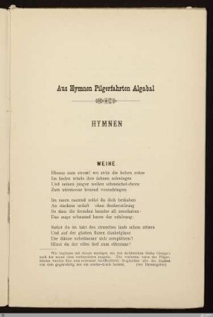 Aus Hymnen Pilgerfahrten Algabal / Stefan George