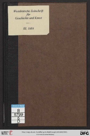 3: Westdeutsche Zeitschrift für Geschichte und Kunst / Korrespondenzblatt