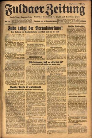 Ausgabe vom Dienstag, den 08. November 1938.