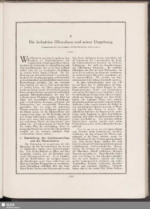 II. Die Industrien Olbernhaus und seiner Umgebung