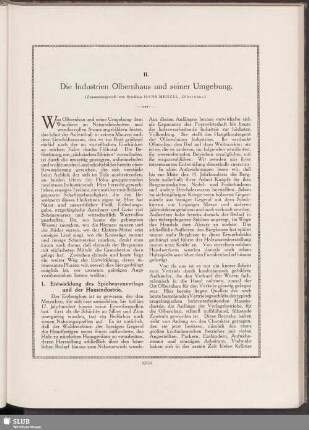 II. Die Industrien Olbernhaus und seiner Umgebung
