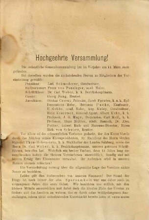 Jahresbericht : = Annual report / Salzburger Kunstverein. 54. 1898