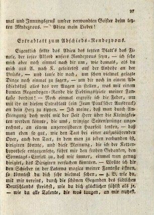 Extrablatt zum Abschieds-Rendezvous