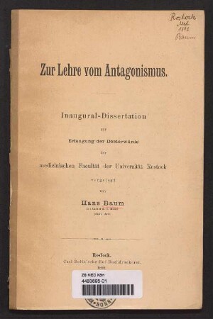 Zur Lehre vom Antagonismus