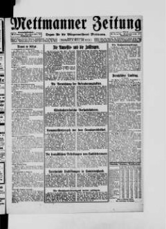 Mettmanner Zeitung. 1919-1940