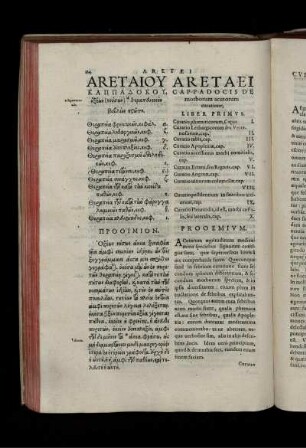 Aretaei Cappadocis De morborum acutorum curatione, Liber Primus