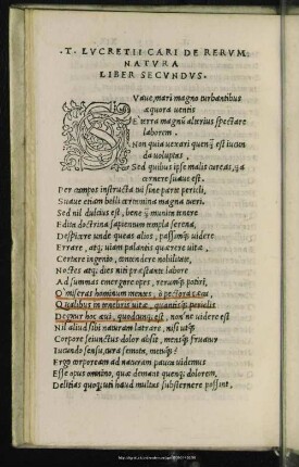 T. Lucretii Cari De Rerum Natura Liber Secundus