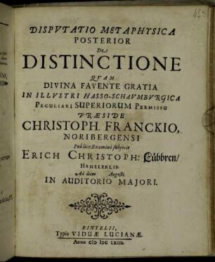 2: Disputatio Metaphysica ... De Distinctione. 2