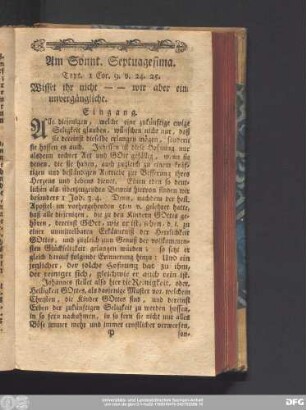 Am Sonnt. Septuagesima. Text. 1 Cor. 9. v. 24. 25.