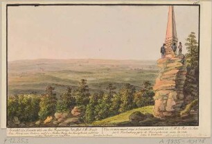 Blick vom Keulenberg bei Königsbrück in der Westlausitz, mit dem Augustobelisk