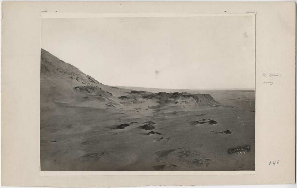 Huaca de la Luna, at the foot of Cerro Blanco, taken from Cerro Negro.