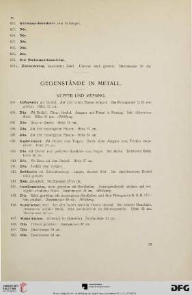 Gegenstände in Metall (Nr. 633-1013)
