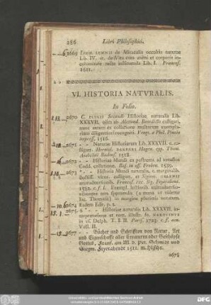 VI. Historia Naturalis.