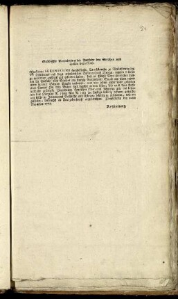 Gnädigste Verordnung die Ausfuhr des Strohes und Heues betreffend : Zweybrücken den 10ten November 1772