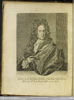 Georg Ernestus Stahl, Onoldo Francus, Med. Doct. h.t. Prof. Publ. Ord. Hall.