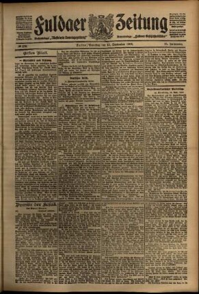 Erste Ausgabe vom Samstag, den 19. September 1908.