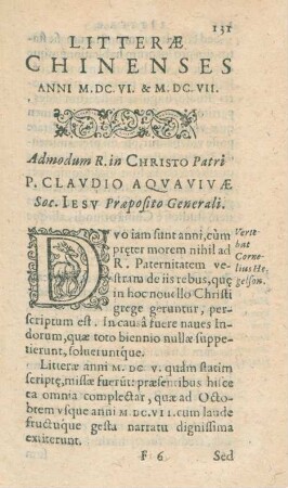 Admodum R. in Christo Patri P. Claudio Aquavivae
