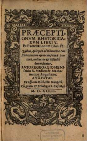 Praeceptiones Rhetoricae : libri V