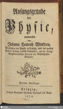 Anfangsgründe der Physic