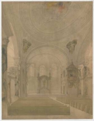 Thiersch, Friedrich von; Ludwigsburg; Garnisonkirche - Innenraum (Perspektive)