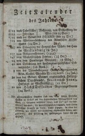 Zeitkalender des Jahres [1795]