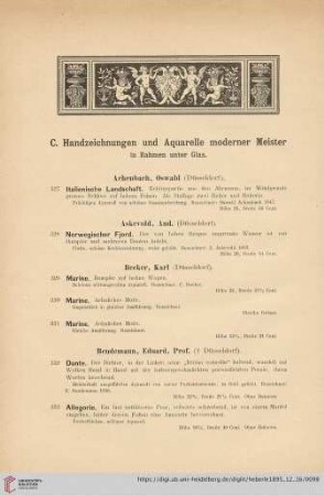 C. Handzeichnungen und Aquarelle moderner Meister (Nr. 327 - 387)