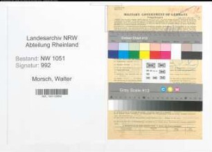 Entnazifizierung Walter Morsch , geb. 22.01.1917 (Chemiker)