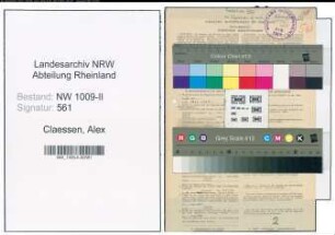 Entnazifizierung Alex Claessen , geb. 09.03.1890 (Rektor)