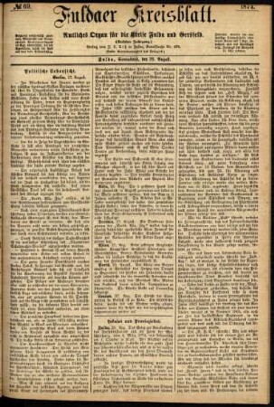 Ausgabe vom Samstag, den 29. August 1874.