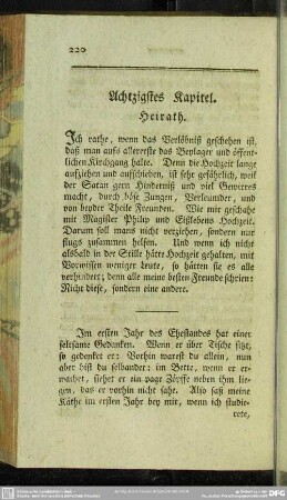 Achtzigstes Kapitel. Heirath