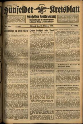 Erste Ausgabe vom Mittwoch, den 30. Oktober 1935.