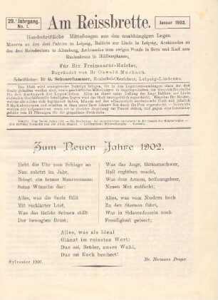 No. 1. Januar 1902.
